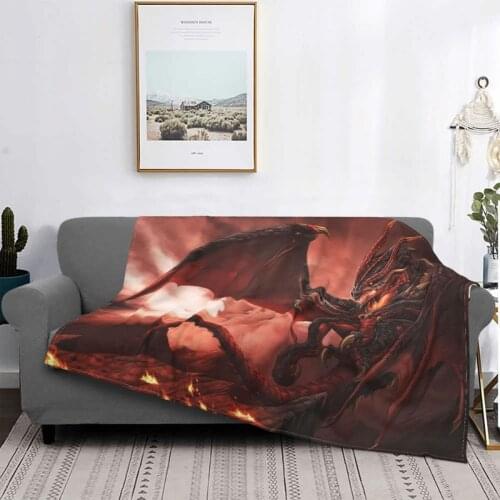 AMD Dragon Blanket Fleece Spring/Autumn Fire-breathing Myth Breathable Lightweight Throw Blanket for Bedding Couch Bedspread