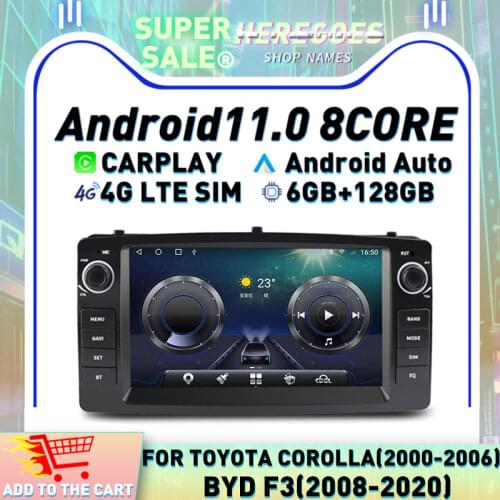 Carplay 7" DSP Android 10.0 Car Radio Multimedia Player Navi GPS Stereo For Toyota Corolla Altis E120 2000-2006 For F3 2003-2013