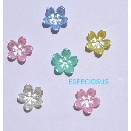 DIY jewelry Accessories Acrylic Flower Beads 12MM Plastic Spacer Pearl Color Floral receptacle Handcraft Earring Departments