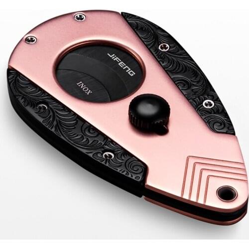 JIFENG Smoking Gadget Super Sharp Cigar Cutter Stainless Steel Cigar Scissors Tobacco Cutting With Leather Case New Arrival