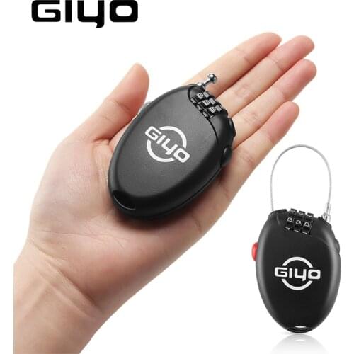 GIYO Multi Function Mini Cable Bicycle Lock 3 Digit Password Bike Lock Cycling Helmet Lock Anti Theft Code Padlock Lock For Bike
