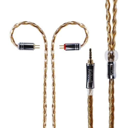 Kinboofi 8 Core Single crystal Silver Plated Copper Cable 2.5/3.5/4.4mm Balanced Cable With MMCX/2pin Connector For ZS10 AS10