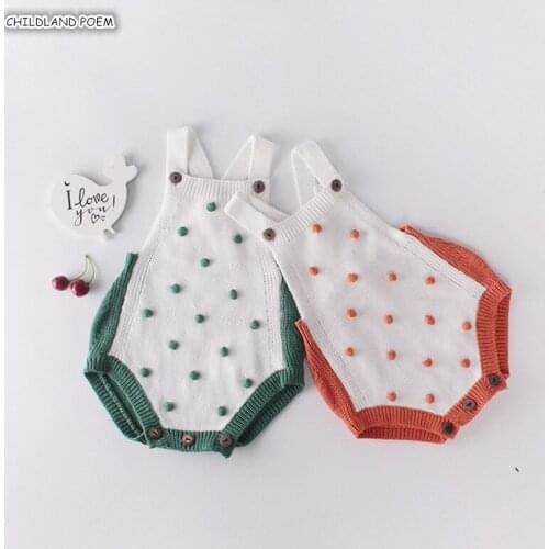 Knitted Baby Clothes Newborn Baby Romper For Girl 100% Cotton Pompom Baby Girl Boy Romper Infant Baby Jumpsuit For Girl Overall