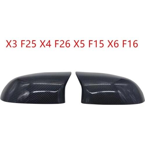 Car Side Wing Mirror Cover Rear-View Caps For BMW X3 F25 X4 F26 X5 F15 X6 F16 2014-2018 Carbon Fiber ABS Rearview Mirror Housing