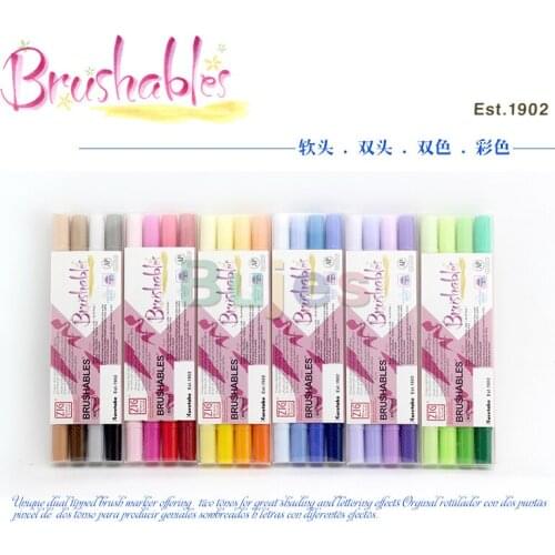 Kuretake ZIG Memory System Dual Brush Tip Marker, Brushables, MS-7700, Good for Drawing, Applying Ink To Stamps, Decoration