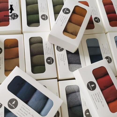 4pairs/box HENNYRUE 19 autumn and winter new basic polychromatic cotton lycra gift box combination womens socks