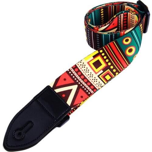 Newly PU Leather Guitar Strap Adjustable Belt Lightning Flame Pattern for Bass Folk Acoustic Guitar BN99
