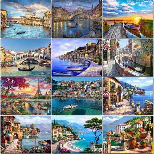 Scenery Tree Landscape Village Train 5D Diy Crystal Full Square Drill Diamond Painting Cross Stitch Kit Mosaic Rhinestone Lx853