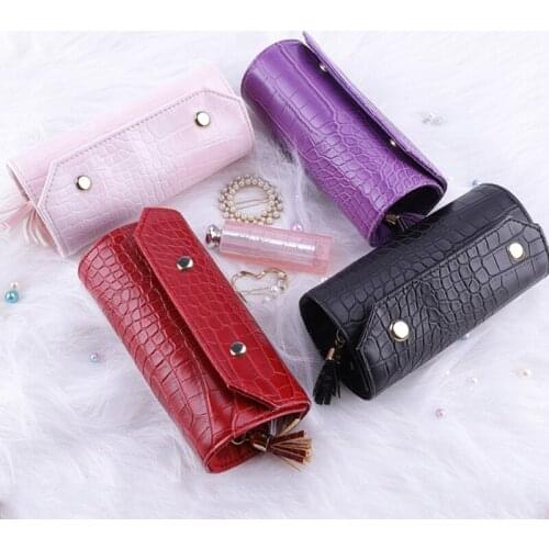 Portable Travel Jewelry Organizer Box Roll PU Leather Jewellery Storage Pouch for Rings Earrings Necklaces