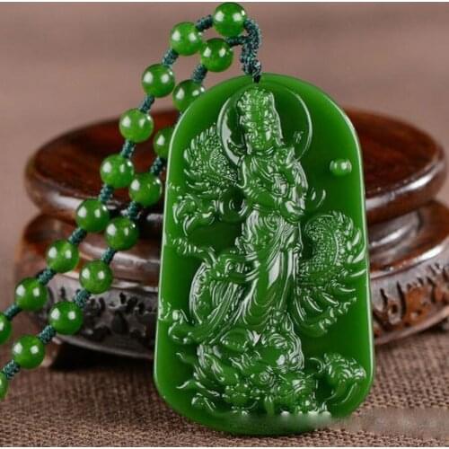 Drop Shipping Mens Necklace Green Nephrite Kades Carved Dragon Guanyin Buddha Pendants Gift for Womens Fashion Jewelry
