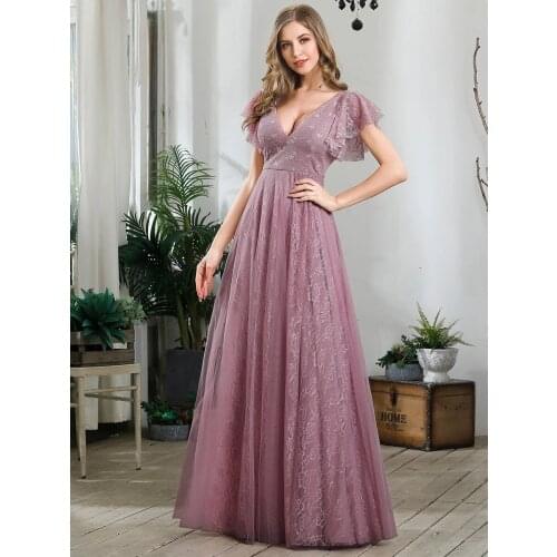 Robe de soirée Luxury Womens A-Line Double V-Neck Embroidered Evening Dresses Cream Plus Size Vestido de noche A-LINE Gowns