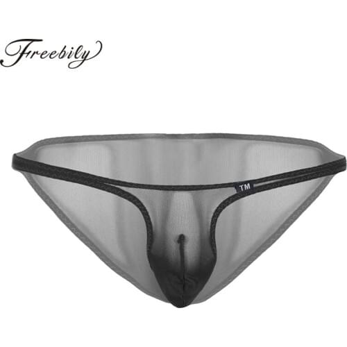 Mens Sissy Gay Panties Lingerie Underwear See-through Transparent Low Rise Jockstrap Bulge Pouch G-String Thong Briefs Underwear