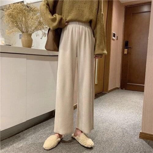 Corduroy Casual Pants Korean Style Ins Slimming Draggle-Tail Straight Trousers Loose Cargo Pants Wide Leg Trousers for Women