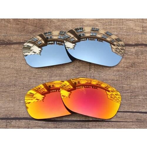 Vonxyz 2 Pairs Ruby Mirror & Chrome Mirror Polycarbonate Replacement Lenses for-Oakley Pit Bull Frame