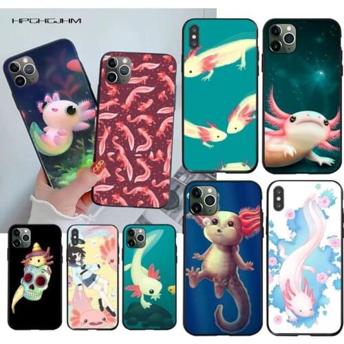 YJZFDYRM Cute Animal Axolotl Luxury Phone Case for iPhone 11 pro XS MAX 8 7 6 6S Plus X 5S SE 2020 XR case