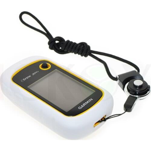 Protect Silicon Rubber White Case + Black Detachable Ring Neck Strap for Hiking Handheld GPS Garmin eTrex 10 20 30 10x 20x 30x