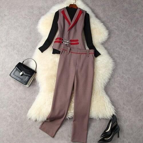 European and American womens wear new autumn 2022 Ma3 jia3 Long sleeve knitted sweater Nine minutes of pants Fashion suits