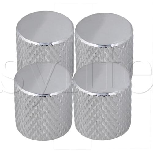 1 Set of 4 Chrome Guitar Knob Push on 6mm w/ flat top