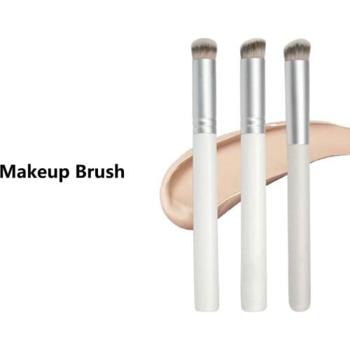 1 Pcs Professional Concealer Makeup Brushes White Wooden Handle Blending Highlight Beauty Cosmetic Makeup Tool