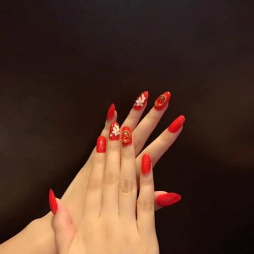 Newly 24pcs Fake Nail Patch Glue Type Removable Short Paragraph Fashion Manicure False Nail Patch