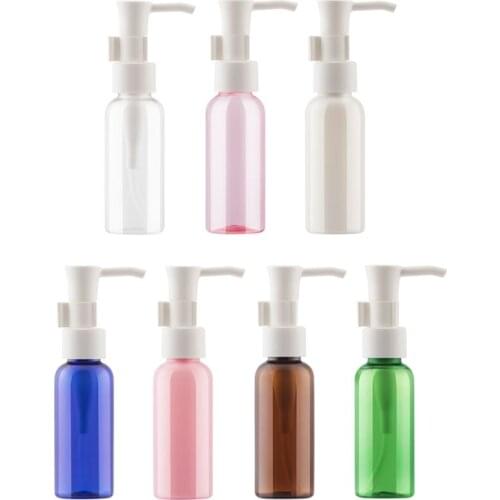 50ML 48pcs Blue Pink Green PET Essential Oil Pump Bottle,Plastic Cosmetic Container, Empty Shampoo Sub-bottling,Lotion BottleS