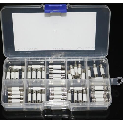 50pcs Ceramics Fuses Kit 5mm x 20mm 0.25A 0.5A 1A 2A 3A 5A 8A 10A 15A 20A 250V Fuse 5*20 Protective Insurance Tube Set