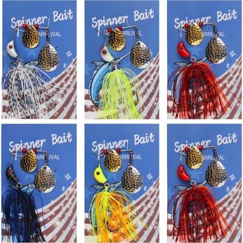 9pcs 21g Artificial Metal fishing spinner bait Chatterbait with silicone skirts spoons hooks for pike bass fishing