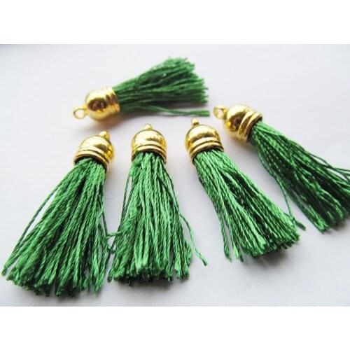 Free Shipping 100Pcs 45mm Golden Plastic Caps Handbag Tassels, DIY Accessory,Green Twist Silk Cord,Chamois Macrame Bag Component