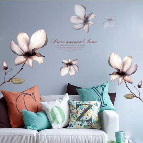 Large Flower Wall Stickers for Love Quote Sofa Background Girl Bedroom Living Room Home Decoration Wall Decals Wallpaper Poster