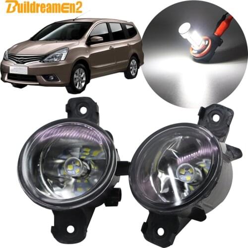 Buildreamen2 For Nissan Grand Livina Car H11 Fog Light Kit Lampshade + Lamp DRL 12V 2007 2008 2009 2010 2011 2012 2013 2014 2015