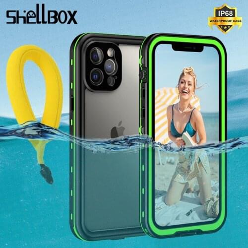 Shellbox Waterproof Case for iPhone 12 Pro Max Luxury Shockproof Cover for iPhone 11 Pro Max 12 Mini Clear Swimming Phone Case
