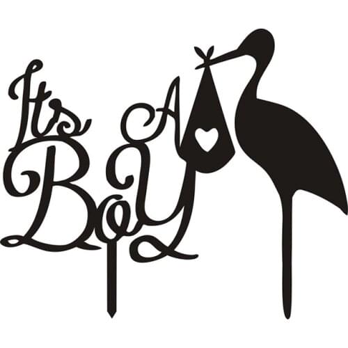 Babys Happy Birthday Cake Flags Its A Boy Black White Acrylic Cake Toppers For Newborns' Birthday Party Cake Decor Hot Sale