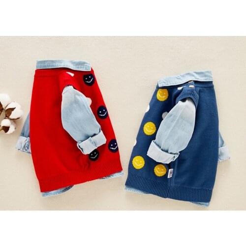 Childrens sweater boy vest double smiley pattern sleeveless top baby wild childrens clothing new