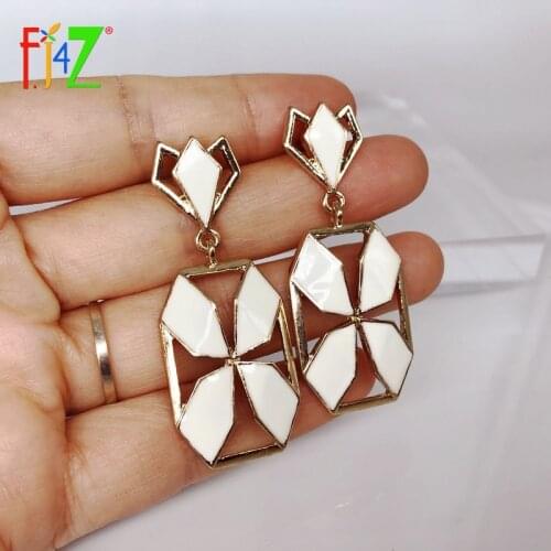 F.J4Z New Womens Enamel Earrings Vintage Hollow Geometric Dangle Earrings for Party Multi-color Brincos Bijoux Dropship