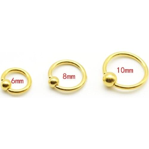 Gold-color BCR Captive Hoop Bead Rings Eye Nose Nipple Ring Bar Lips Body Piercing Jewelry For Women Girl 316L Stainless Steel