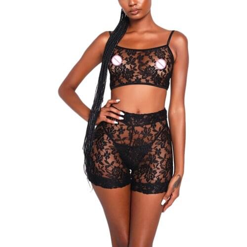 Women 2 Pieces Set Sexy Stripper Clothes Micro Bikini Lace Suit Women Underwear Nightwear Exotic Apparel Lingere