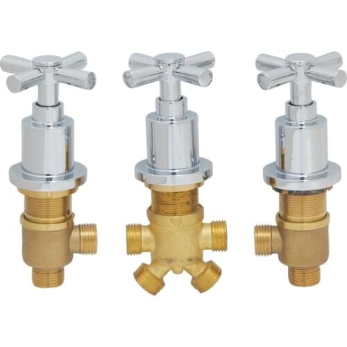 3 Hole Bathtub Tap Brass Switch Control Valve Cold&Hot Shower Mixer Faucet Split 2 Way Water Divide Jacuzzi Bathroom Cabinet