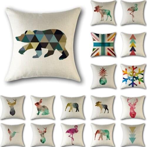 Creative Nordic Geometric Animals Print Cushion Covers Cotton Linen Modern Fashion Pillowcase Decorative Livingroom Sofa Pillows