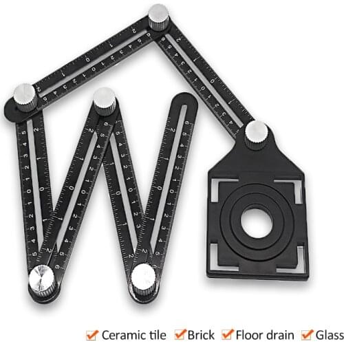 Six-Fold Ruler Carpenter Multi-Angle Ruler Layout Angle Ruler Glass Ceramic Tile Hole Locator Template Punching Measuring Tool