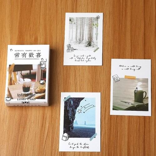 28 Sheets/Set Always Happy in Life Lomo Card DIY Cartoon Mini Postcard Message Card Christmas Gifts