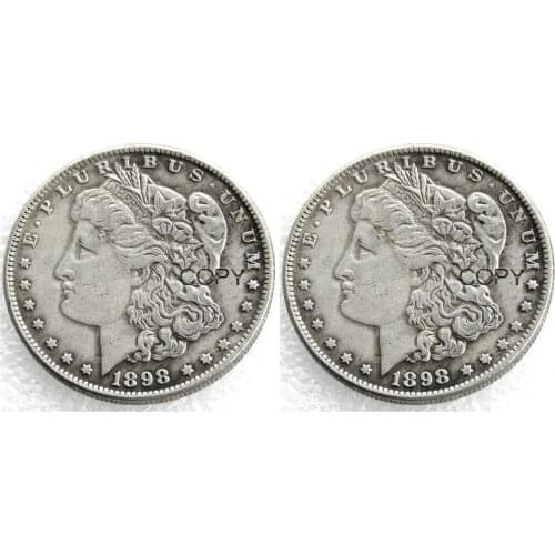US Coins 1898/1898 Two Faces UNC/Old Color Morgan Dollar copy Coins Silver Plated