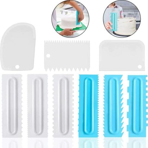 9 Pieces Plastic Sawtooth Cake Scraper Cake Feast Decorating Kit Plastic Sawtooth Cake Scraper Set, Decorating Comb & Icing Smoo