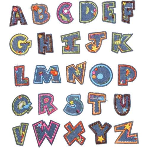Letter Iron On Patches Sew On Appliques Embroidered Patch A-Z Letter Badge Decor
