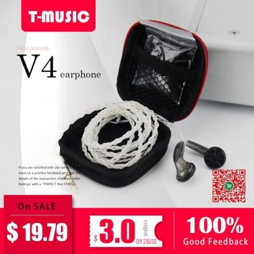 2018 New V4 In Ear Earphone 64ohms Earbud Flat Head Plug Earplugs DIY HIFI Bass Headset