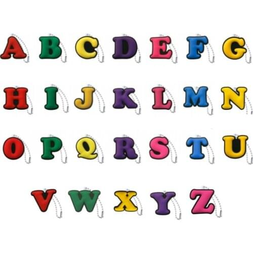 New 1pcs Colorful Capital Letters PVC Keychain Mini Charm Key Chain Key Ring for Children Key Holder Cute Trinkets Xmas Gift