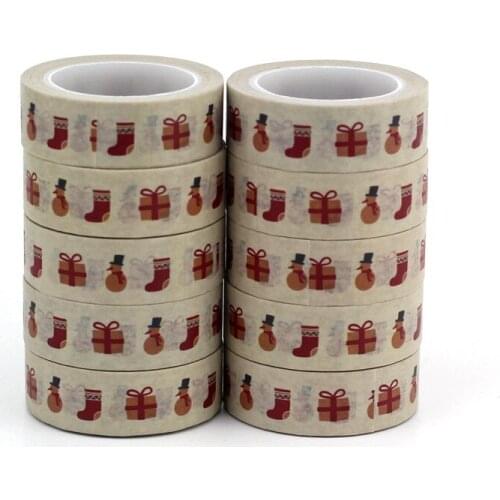 NEW 10pcs/Lot Decorative Christmas Socks Washi Tapes for Gift Packing Scrapbooking Planner Adhesive Masking Tape Cute Stationery