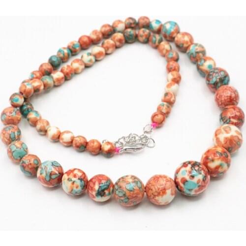 Wholesale RainStone Turquoises6-14mm Lady Necklace Pattern Dye Natural White Stone Beads For Jewelry Making Necklace18-inch B-06