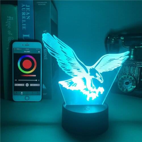 Eagle Hawk Animal Clock Base Table Atmosphere Light Personalized Nightlight Dropshipping 3D Illusion Decorative Light Lamp