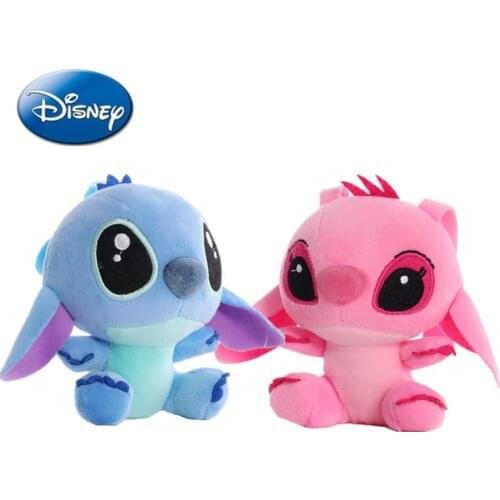 12cm Disney Lilo & Stitch Plush Keychain Pendant Doll Couple Style Cartoon Anime Kawaii Stuffed Plush Girl Toys Kids Xmas Gift