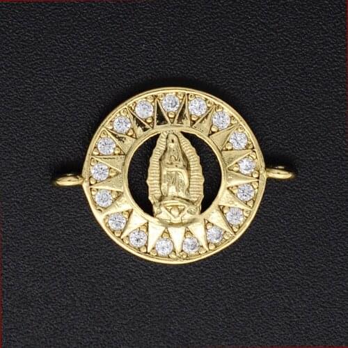 13x18mm CZ Zircon DIY Jewelry Virgin Mary Charm Connectors Wholesale OEM Order Accepted Jewellery Connector Bulk Order Discounts
